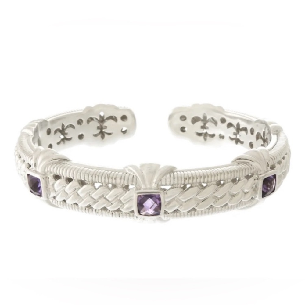JUDITH RIPKA Bracelet Amethyst 925 Sterling Silver Hinged Cuff - Picture 4 of 10